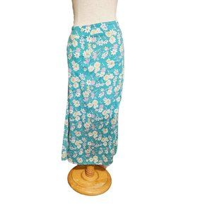 Truly Yours Floral Maxi Skirt size Medium side slit‎ green